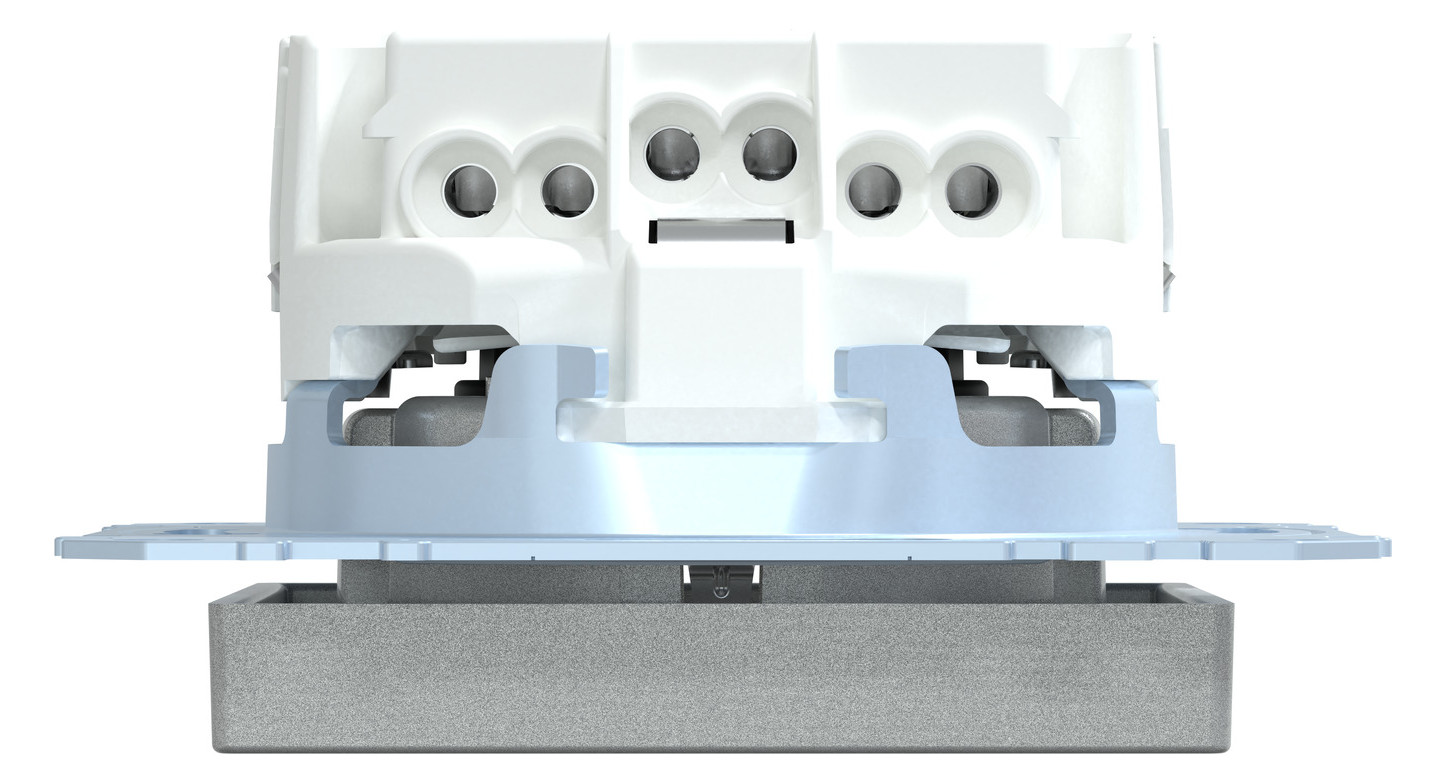 Steckdose 1f alu mt System M UP m.BS EDV Mit erhöhtem Berührungsschutz IP20
