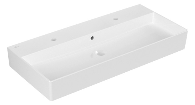 V&B Waschtisch Memento 2.0 100x47cm, 2xHahnloch, mit Überlauf, weiß alpin C-plus
