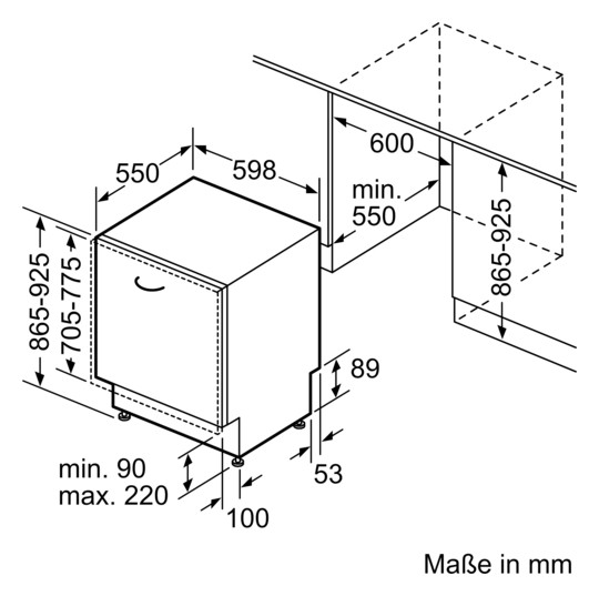 Geschirrspüler B vollint B598mm 8prog 40dB BestSchub 865mm/o.Pl 14Gedecke