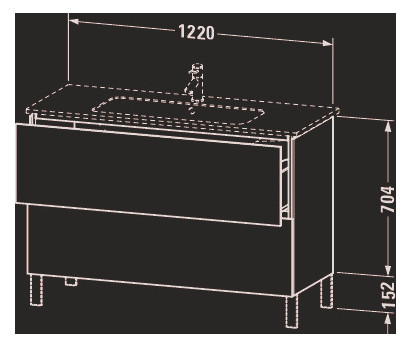 Duravit Waschtisch-Unterschrank L-Cube 122 x 48,1 cm, taupe matt, 2 Auszüge, stehend