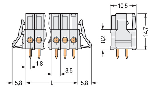 Platinenstecker Stift 12p Serie 734 lgr 1re 3,5mm Zinn Löt frei