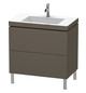 Duravit Waschtisch-Unterschrank c-bonded L-Cube 80 x 48 cm, 1 Hahnloch, flannel grey seidenmatt, 2 Auszüge, stehend
