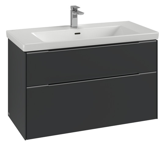 V&B Waschtisch-Unterschrank Subway 3.0 97,3x57,6x47,8cm, mit LED/Griff Volcano black, cashmere grey