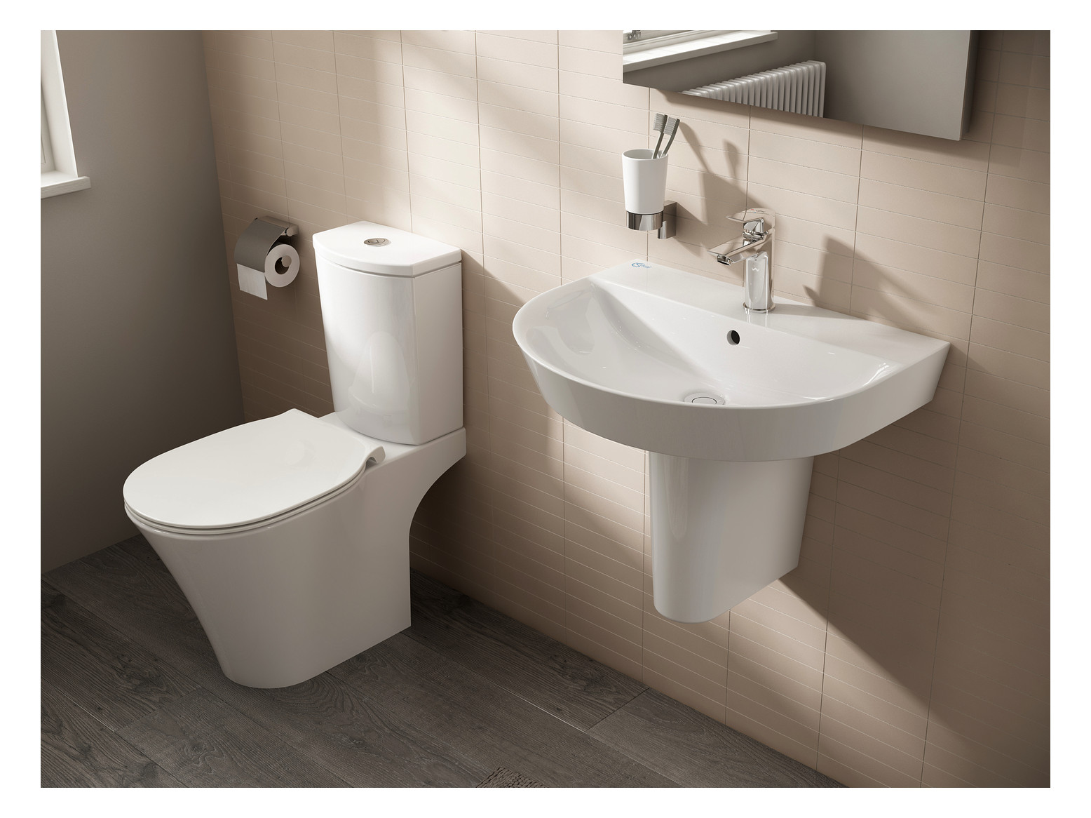 Ideal-Standard Waschtisch Connect Air 60x46x16cm, mit Hahnloch und Überlauf, weiß