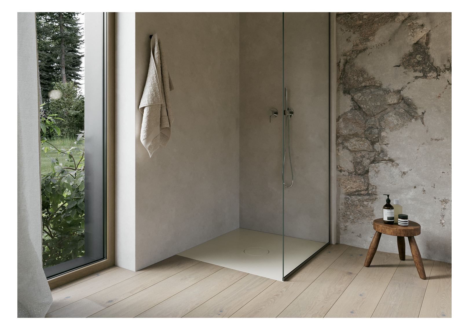 Bette Duschfliese BetteAir 1000 x 1000 mm, cream, Rechteck, glasierter Titan-Stahl