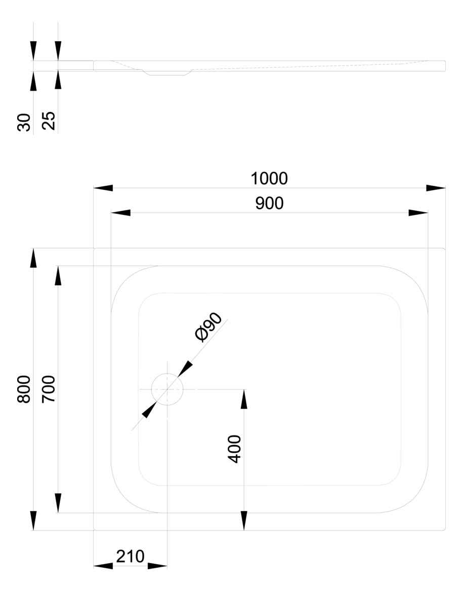 Duschwanne BetteUltra 5490 100x80x2,5cm, sand