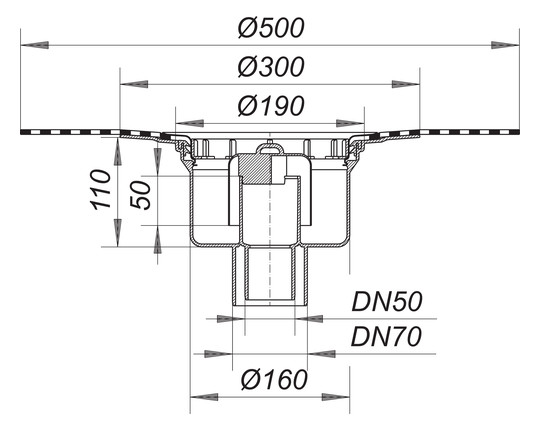 Dallmer Ablaufgehäuse 61 HT Dallbit Serie 15 DN 50/70