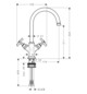 hansgrohe 2-Griff-Waschtischarmatur 210 Axor Montreux Ausladung 175mm, mit Kreuzgriffen, mit Zugstangen-Ablaufgarnitur, brushed nickel