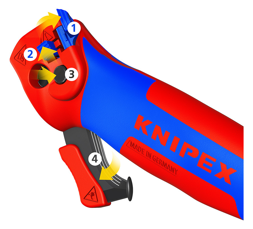 Abisolierwerkzeug Ø8-28mm Längsschn einstellb.Kerbt Kerbtiefe einst Rundschn