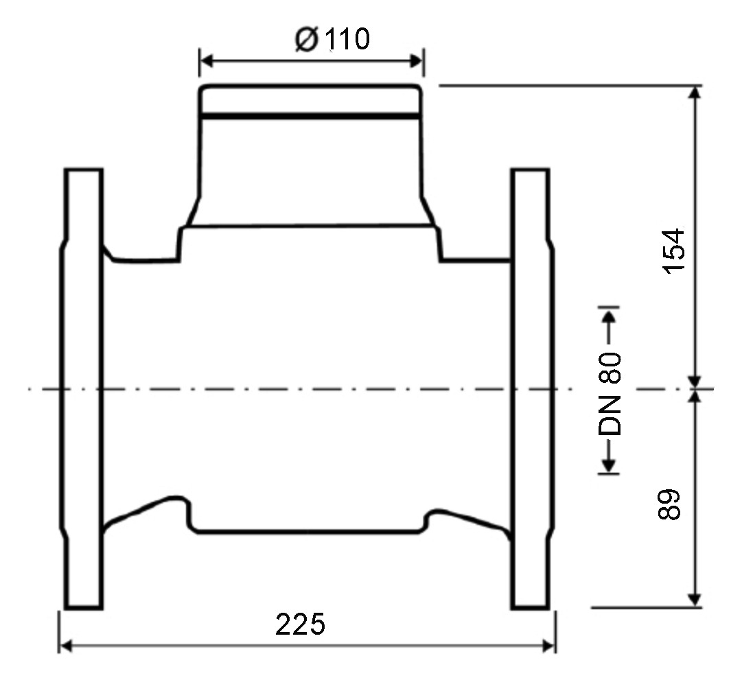 Deltamess Woltmann-Großwasserzähler WP-DN 80, 225 mm, Q3 63 cbm/h, PN 16