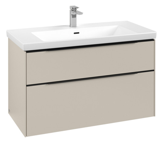V&B Waschtisch-Unterschrank Subway 3.0 97,3x57,6x47,8cm, mit LED/Griff Volcano black, cashmere grey
