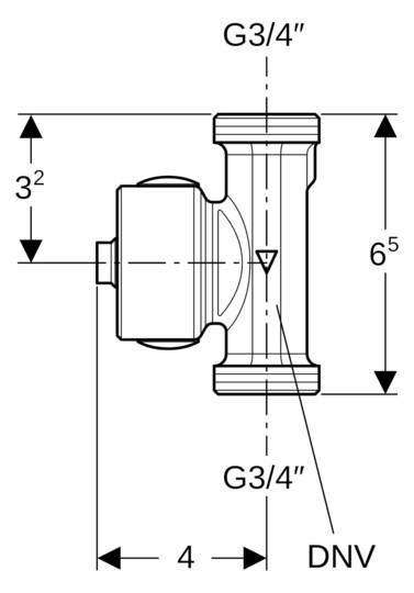 Geberit Temperatur-/Volumenstromsensor DNV 15, 1,8-32 l/min, G 3/4", Rotguss, für Gebäudeleittechnik