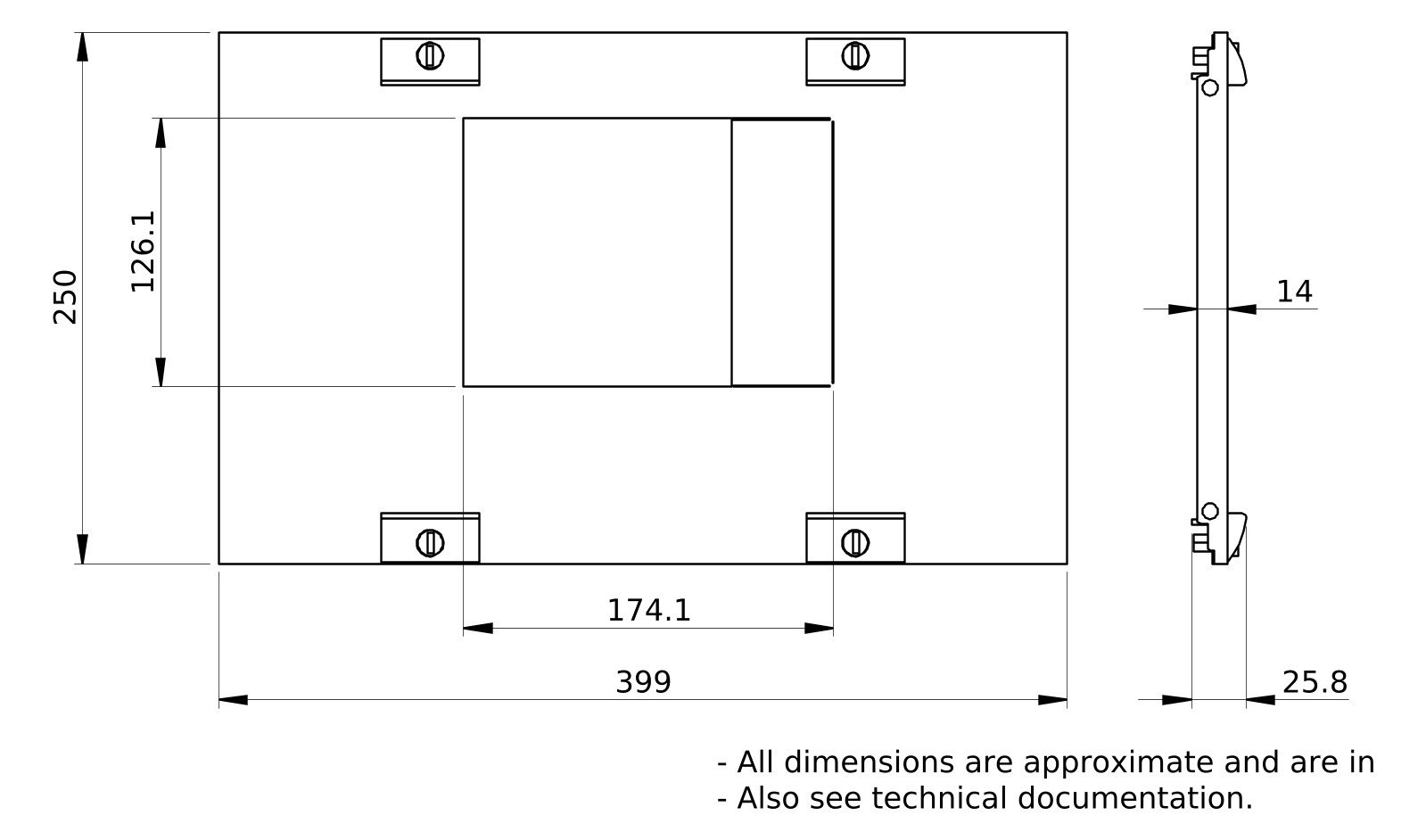 Schrank-Frontplatte 8HE B250xH400mm ST pulverbesch