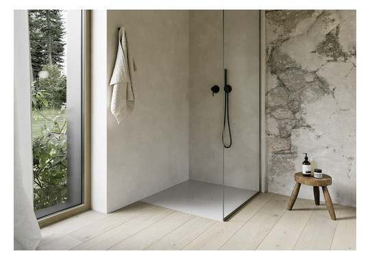 Bette Duschfliese BetteAir 1000 x 1000 mm, silver, Rechteck, glasierter Titan-Stahl, mit Minimum-Täger