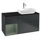 V&B Waschtisch-Unterschrank Finion 120cm, Abdeckplatte black matt, Regal Olive matt lacquer, Midnight Blue Matt Lacquer