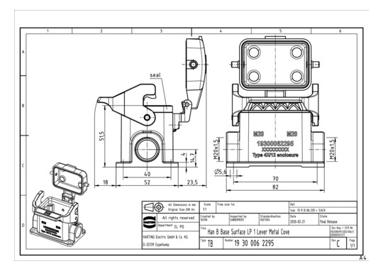 HART Sockelgeh.-Untert.M2x20 19300062295 