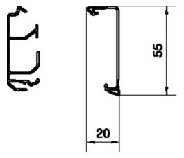 Sockelleistenkanal UT H55mm Kst 2trennw sw