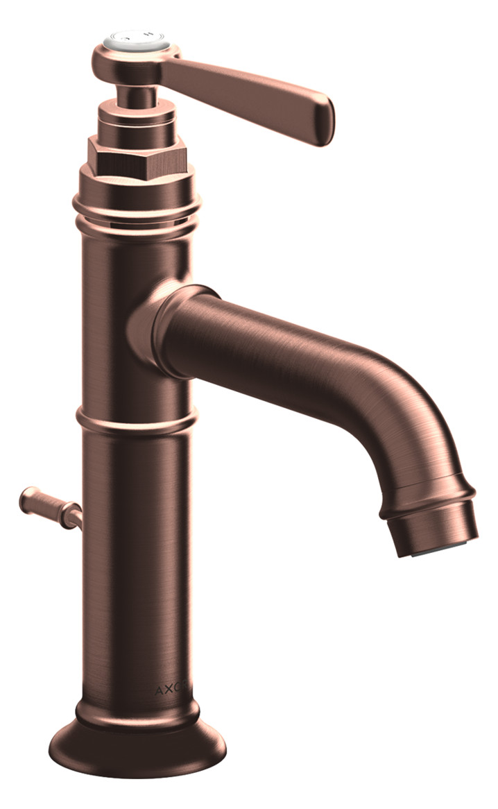 hansgrohe Waschtisch-Einhebelmischer 100 Axor Montreux Ausladung 142mm, mit Zugstangen-Ablaufgarnitur, brushed red gold