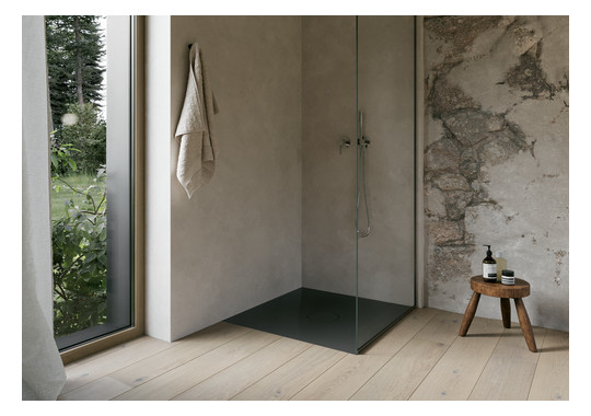 Bette Duschfliese Antirutsch Pro BetteAir 1000 x 1000 mm, anthracite, Rechteck, glasierter Titan-Stahl, mit Minimum-Täger