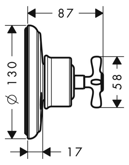 hansgrohe Fertigmontageset Axor Montreux UP-Ab- und Umstellventil, mit Kreuzgriff, chrom