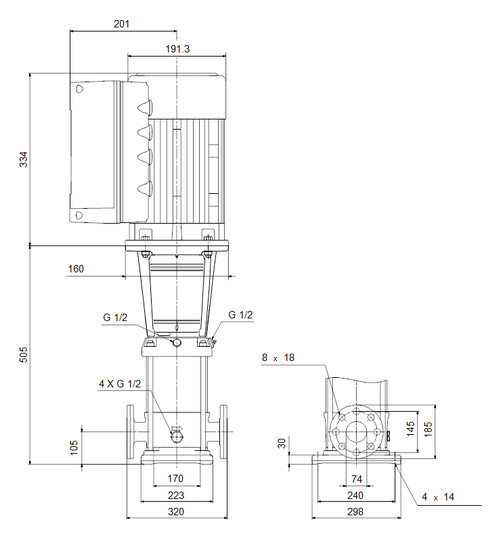 Grundfos Vertikale Kreiselpumpe CRNE32-1-1 A-F-A-E-HQQE 3x380-500 60 HZ