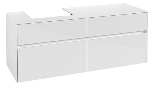 V&B Waschtischunterschrank Collaro 140x54,8x50cm, Waschtisch links, glossy white
