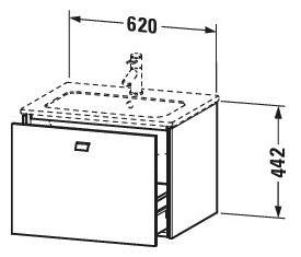 Duravit Waschtisch-Unterschrank Brioso 62 x 47,9 cm, chrom/Nussbaum dunkel, 1 Auszug, wandhängend