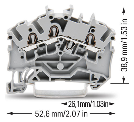 Reihenklemme 0,25-4qmm Serie 2002 1Etage 3kl gr 24A Hutschiene TH35