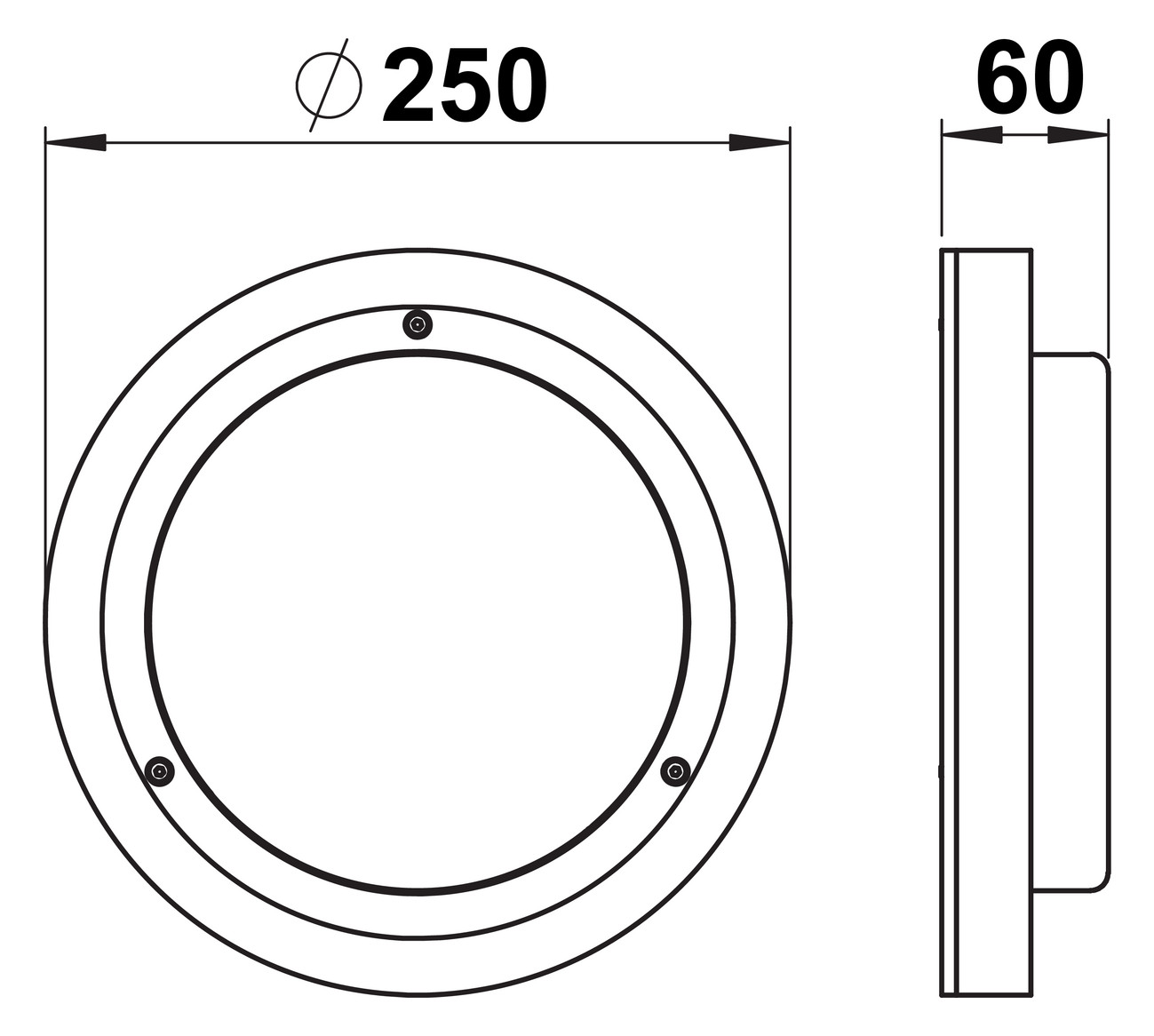 LED-Glasleuchte 12W 3000K 1200lm si Konv IP54 Ø260x60mm