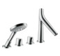 hansgrohe Fertigmontageset Axor Starck Organic 4-Loch-Fliesenrandarmatur, mit Thermostat, chrom