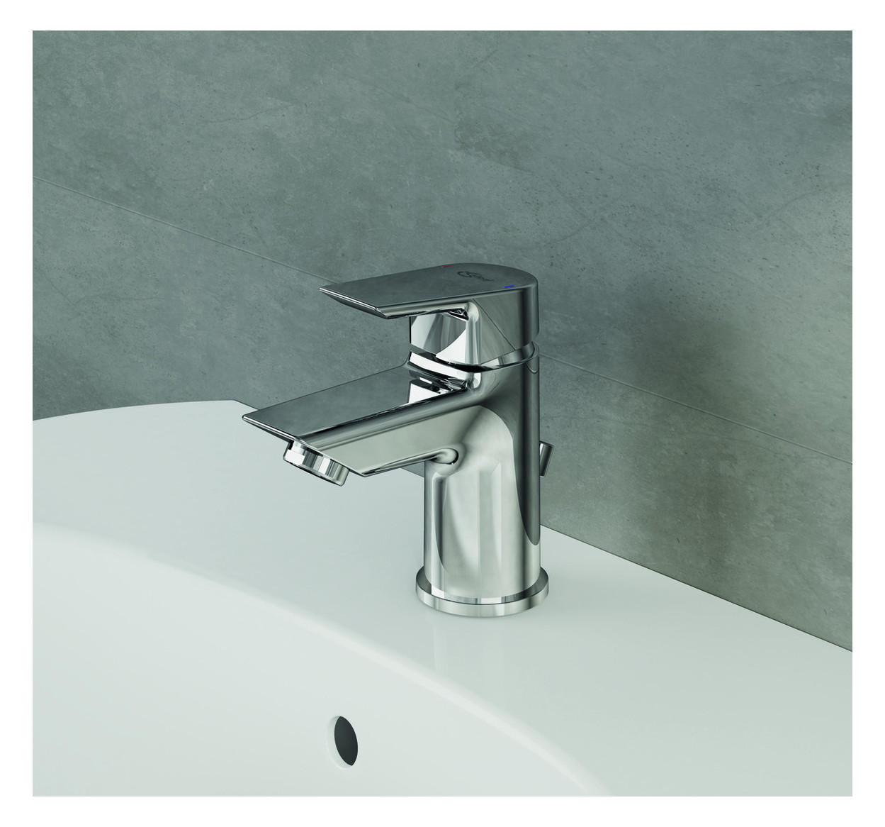 Ideal-Standard Waschtisch-Einhebelmischer Tesi Piccolo Ausladung 83mm, verchromt, mit Metall-Ablaufgarnitur