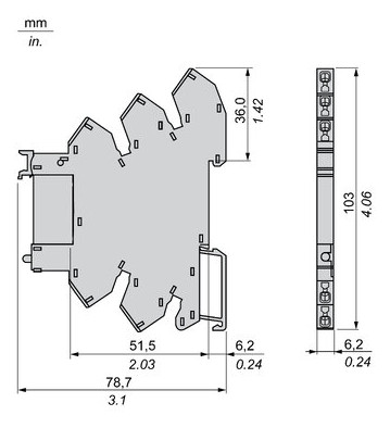 Schaltrelais 1W IP40 6,2x78,6x101mm Federzugans