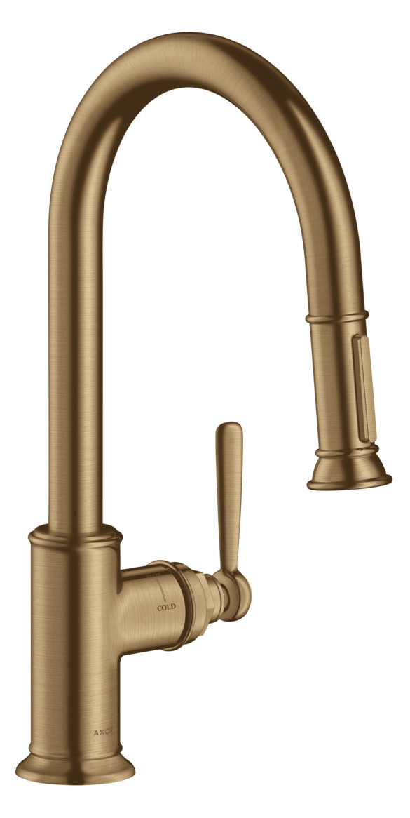 hansgrohe Spültisch-Einhebelmischer 180 Axor Montreux mit Ausziehbrause, brushed bronze