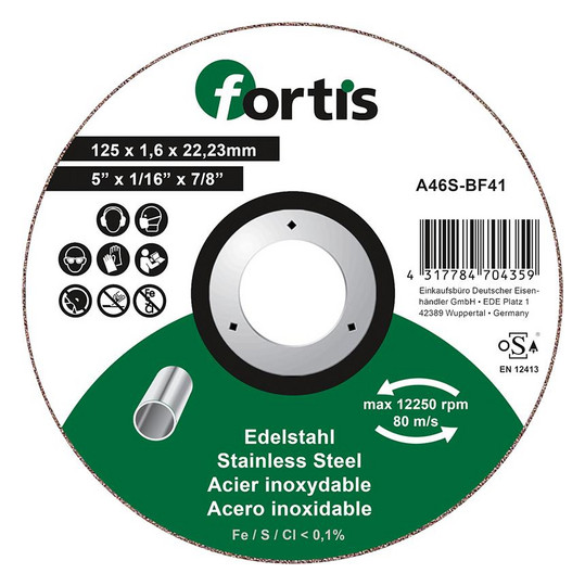 fortis-Trennscheibe Edelstahl, gerade - 125x1,6mm