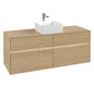 V&B Waschtischunterschrank Collaro 140x54,8x50cm, Waschtisch mittig, LED-Beleuchtung 10,4 W, nordic oak