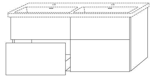 SA Waschtischunterbau mit Auszügen 3way (BR851) 588x1255x462 Weiß-Soft