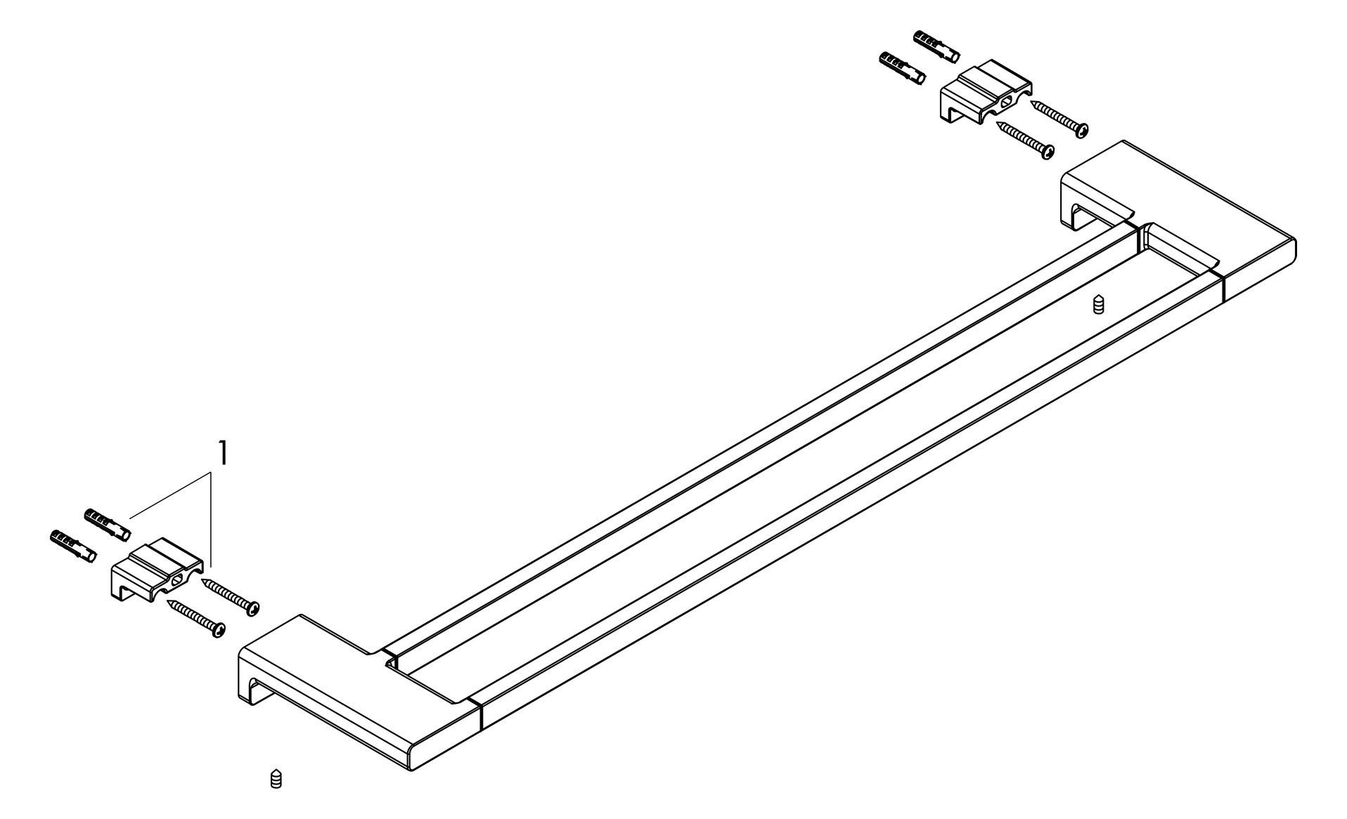 hansgrohe Badetuchhalter AddStoris Länge 648mm, doppelt, Wandmontage, Metall, brushed black chrome