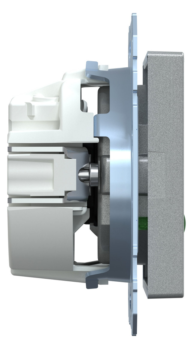 Steckdose 1f alu mt System M UP m.BS IP20 Mit erhöhtem Berührungsschutz