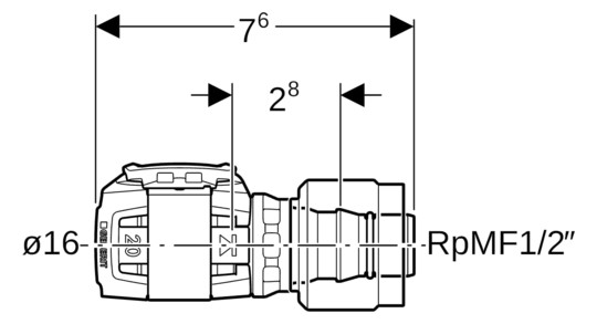Geberit Übergang FlowFit mit Masterfix, Ø 16 mm