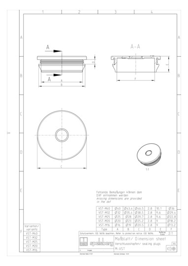 SPELS Verschlussstopfen M32      VST M32 