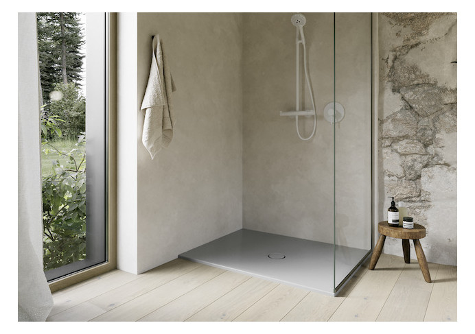 Duschfläche BetteFloor 1661 100x90cm, Mini-Wannenträger, quartz