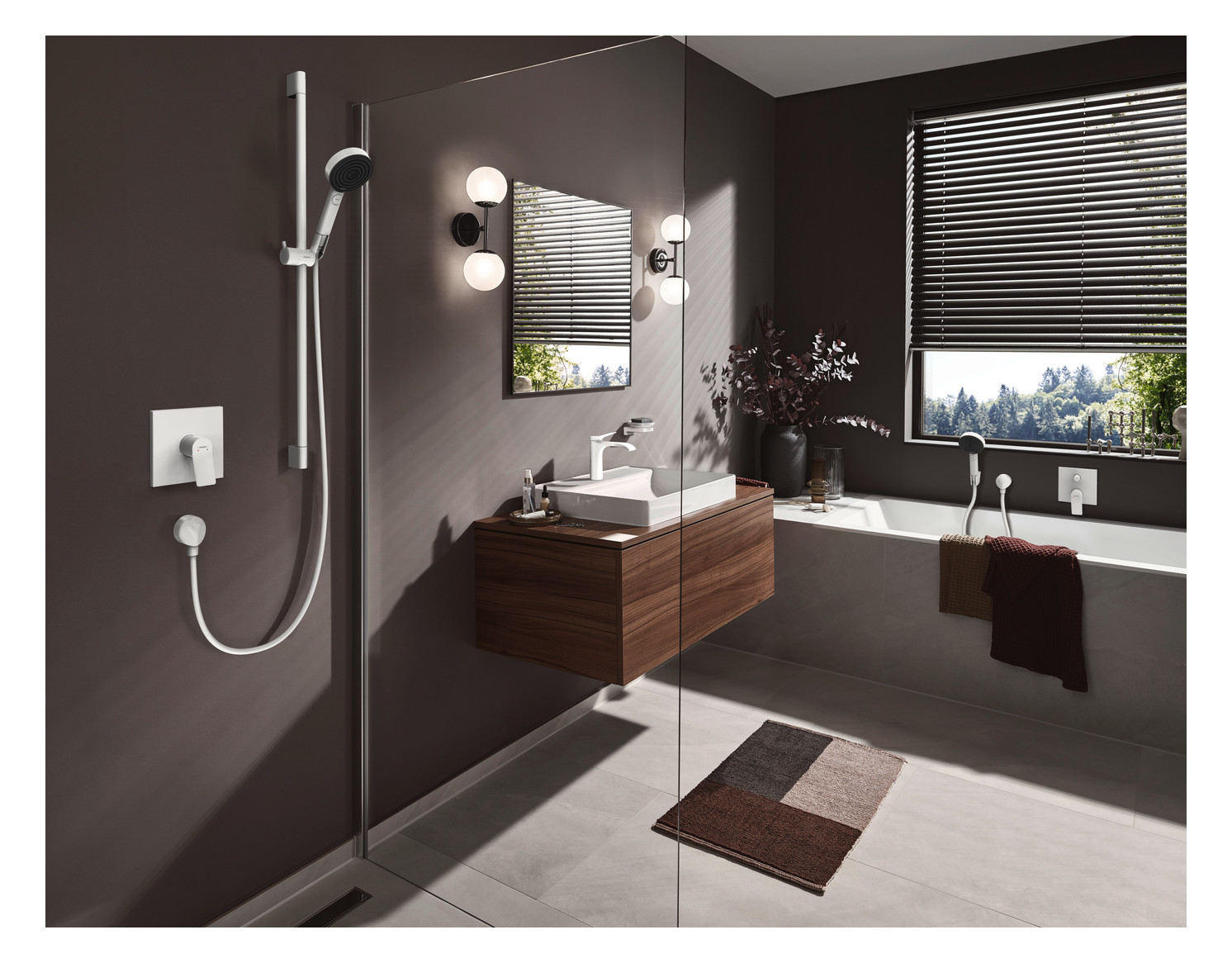 hansgrohe Fertigmontageset Vivenis UP-Wannen-Einhebelmischer, mattweiß