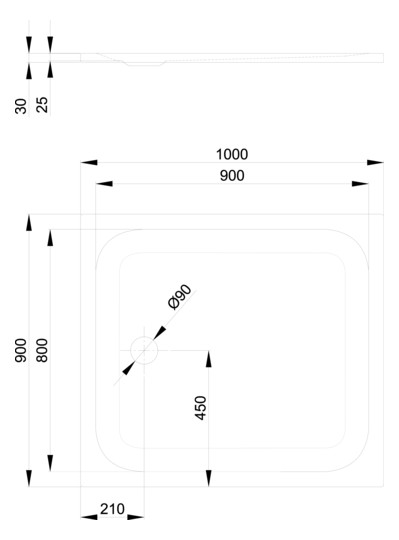 Duschwanne BetteUltra 1660 100x90x2,5cm, sand