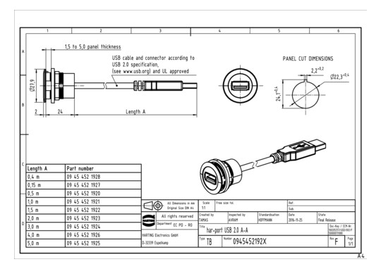 HART har-port USB2.0 A-A WDF 09454521920 