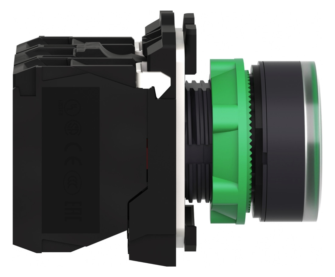 Drucktaster 1f gn rnd Ø22,5mm 1S 1Ö IP66 fl Geeignet für Beleuchtung Tastend