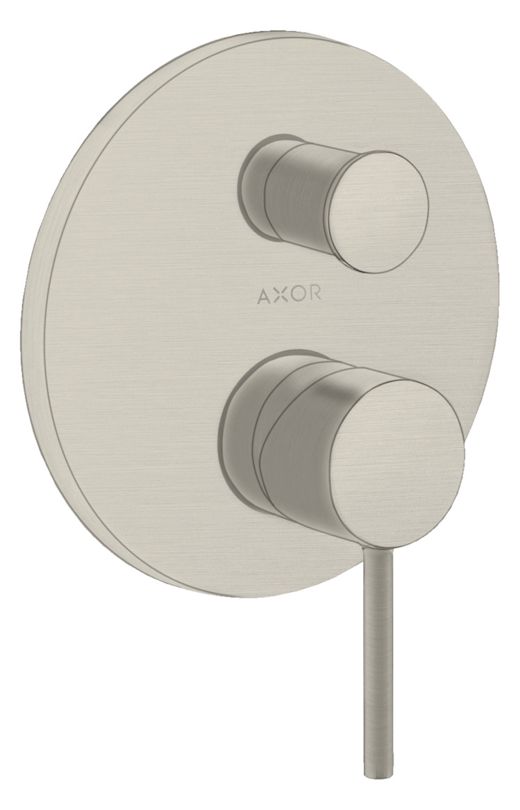 hansgrohe Fertigmontageset Axor Starck UP-Wannen-Einhebelmischer, mit Pin-Griff, integrierter Sicherungskombination, Edelstahl-Optik