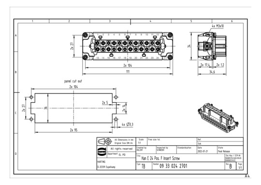 HART Buchseneinsatz Han E 24 09330242701 
