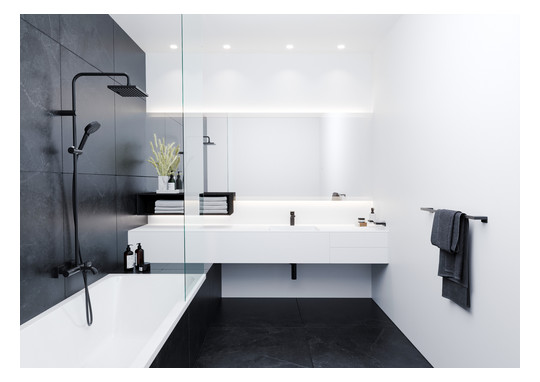hansgrohe Waschtisch-Einhebelmischer 100 Vernis Shape mit Zugstangen-Ablaufgarnitur, mattschwarz