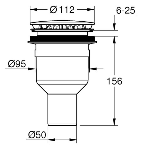 GROHE Ablaufgarnitur Universal Ø 11,2 cm, Abgang senkrecht, chrom