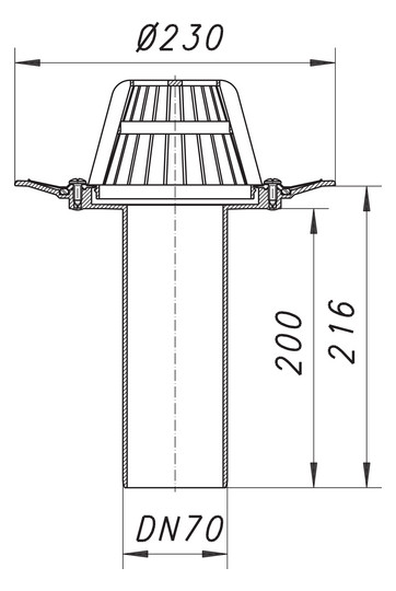 Dallmer Dachablauf 84 D Schraubflansch DN 70, Ablaufstutzen senkrecht, Edelstahl-Flanschring
